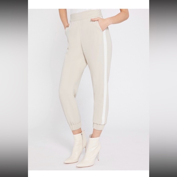 Alice + Olivia | Pete Jogger Pants Side Stripe Cream Pockets NWT Large - Picture 1 of 12
